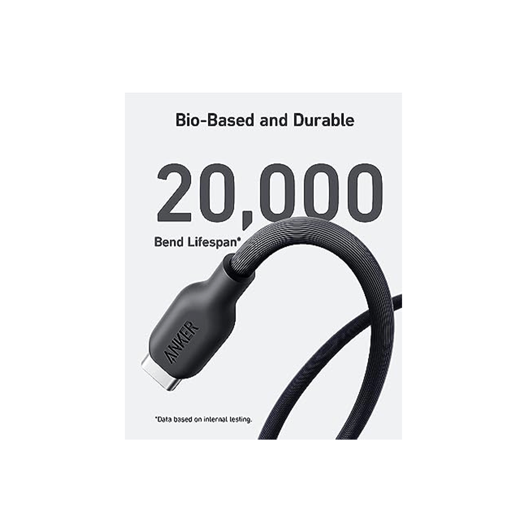 Anker 542 USB-C to Lightning 6ft Bio-Based Cable - Phantom Black in Qatar Anker 542 USB-C to Lightning 6ft Bio-Based Cable - Phantom Black in Qatar
